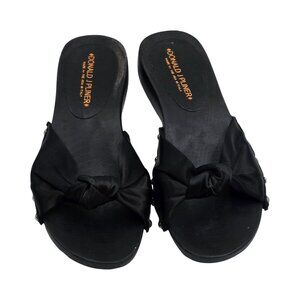 Women's - Donald J Pliner Black Wooden Slide Sandals, Size 5